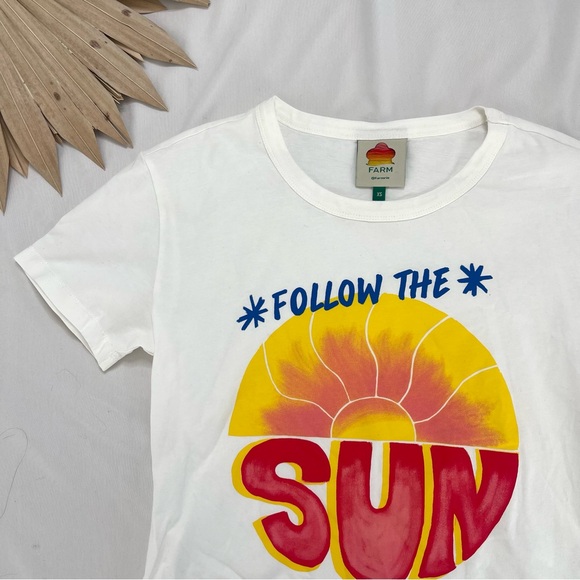 FARM Rio Anthropologie Follow The Sun White Graphic Tee - Picture 6 of 11